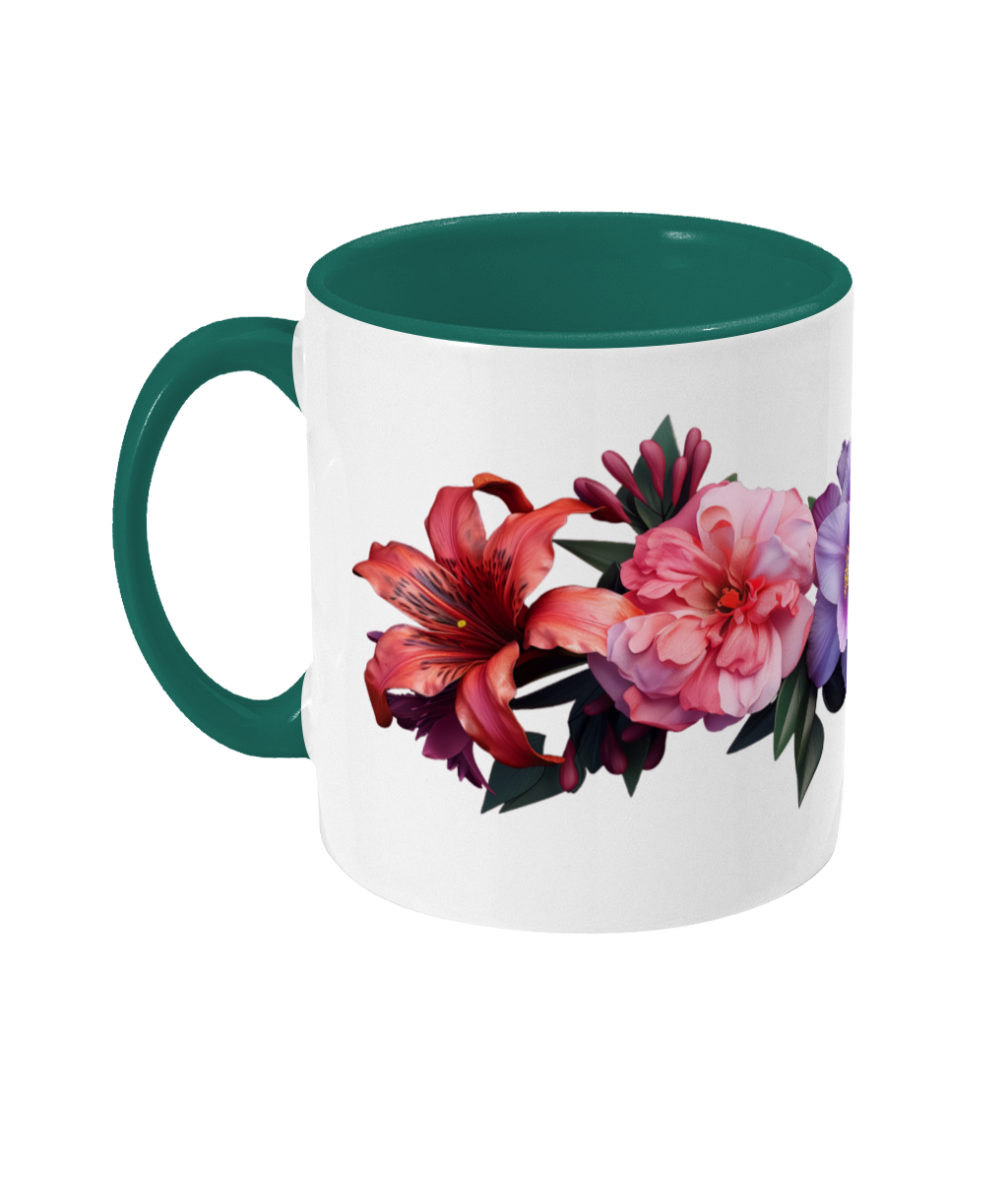 Fleurs colorées dans une tasse