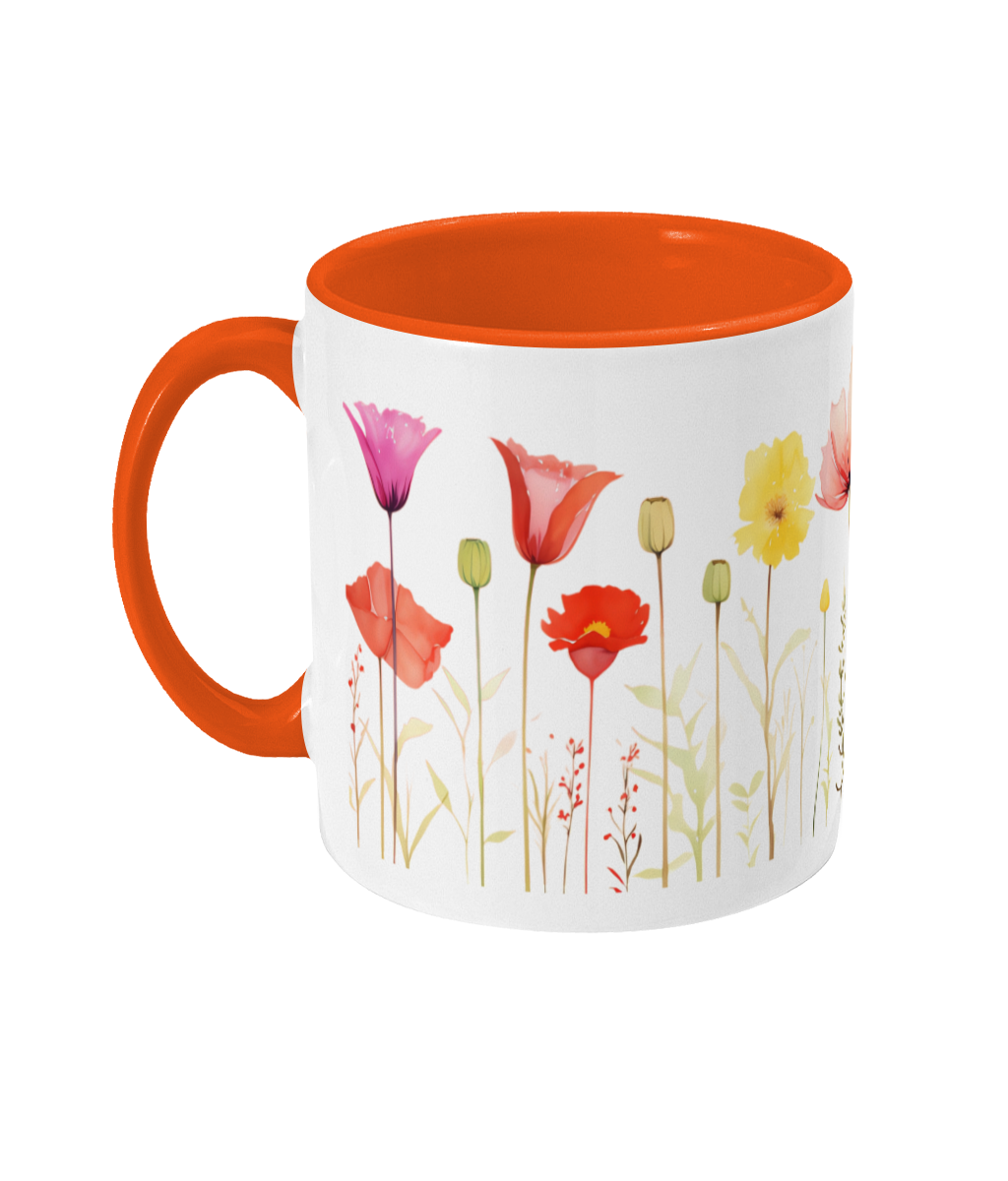 Fleurs colorées dans une tasse