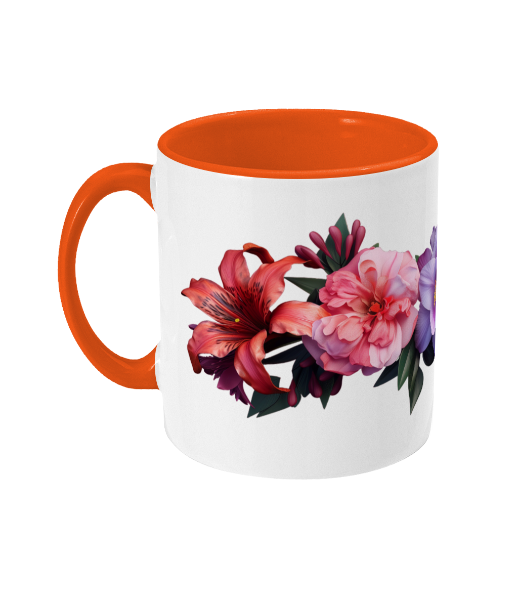 Fleurs colorées dans une tasse