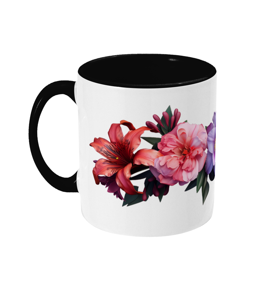 Fleurs colorées dans une tasse