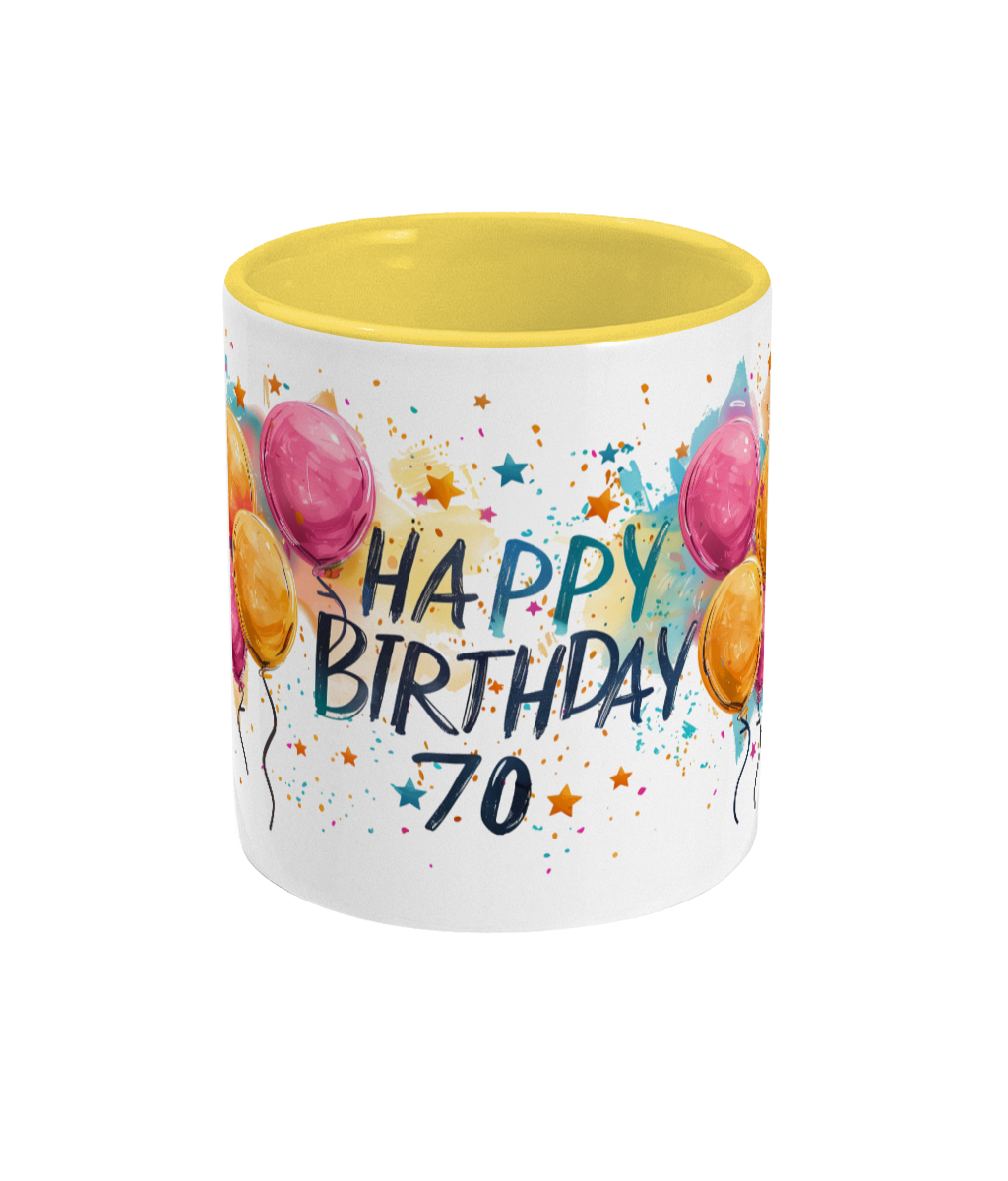 Tasse colorée Joyeux anniversaire 70 ans