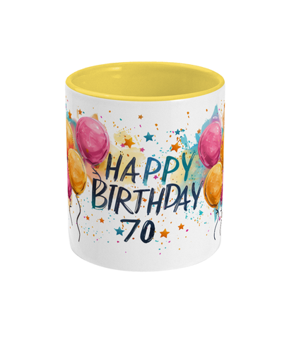 Tasse colorée Joyeux anniversaire 70 ans