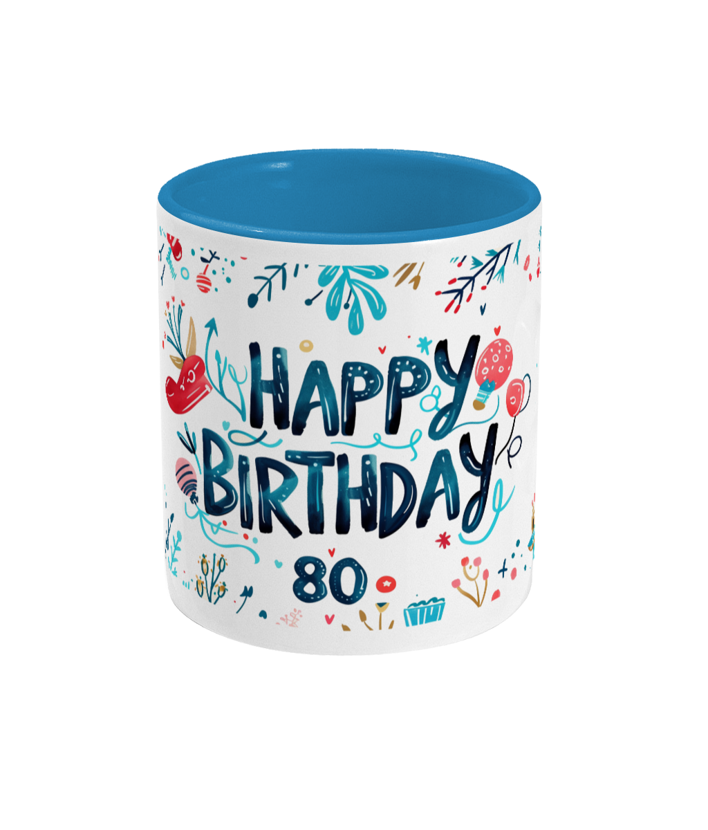Mug coloré Joyeux anniversaire 80 ans