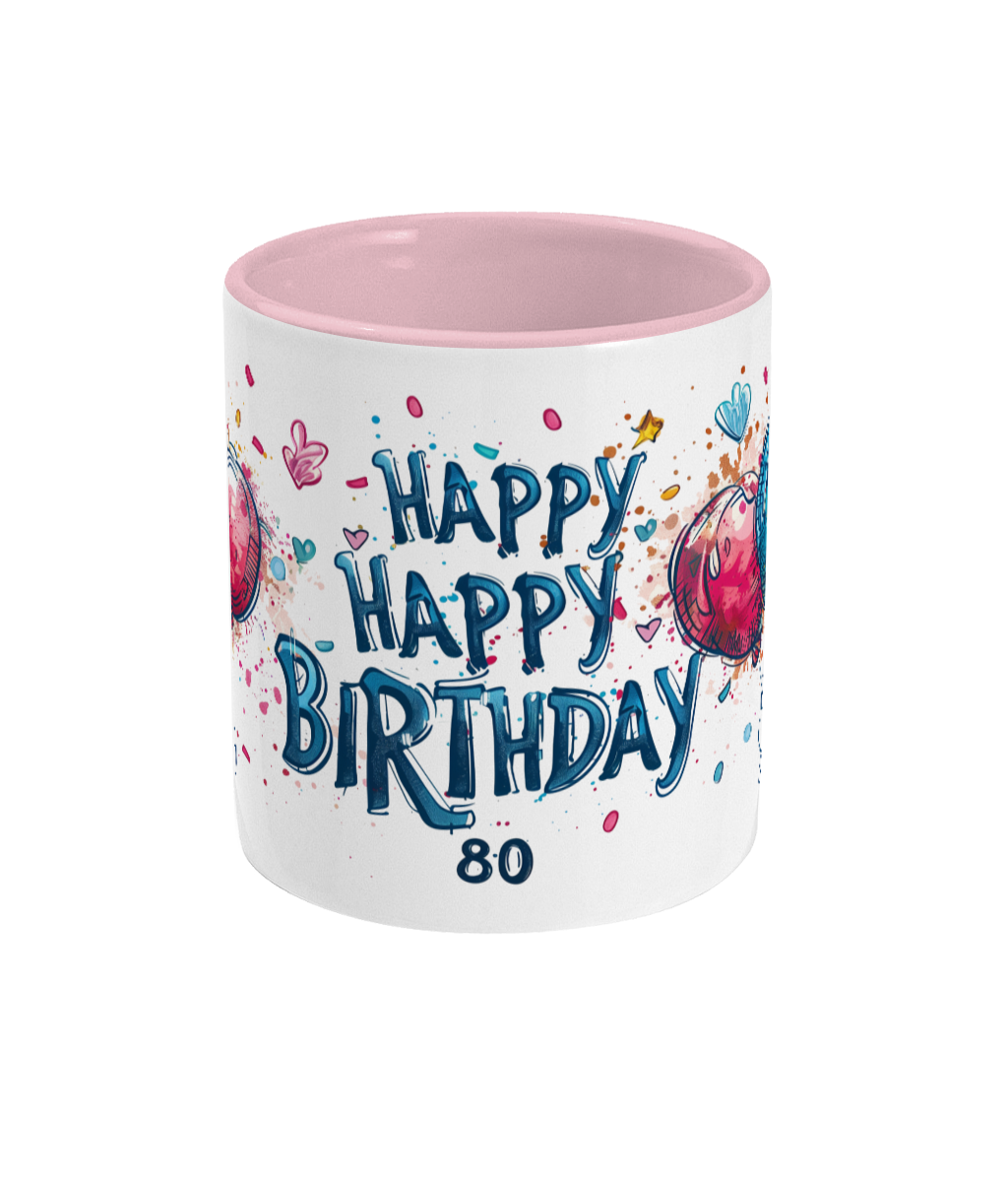 Gekleurde Mok Happy Birthday 80