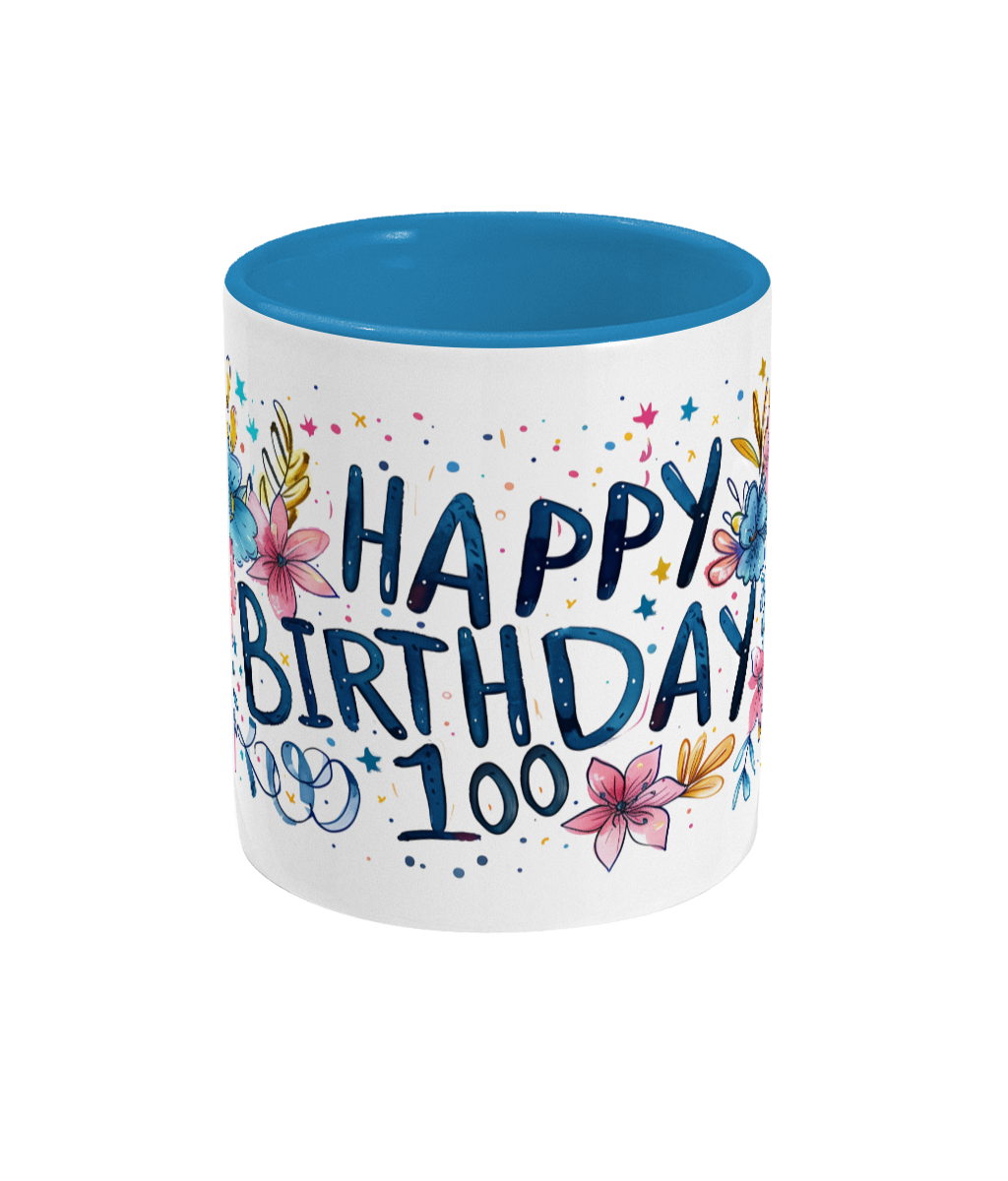 Gekleurde Mok Happy Birthday 100