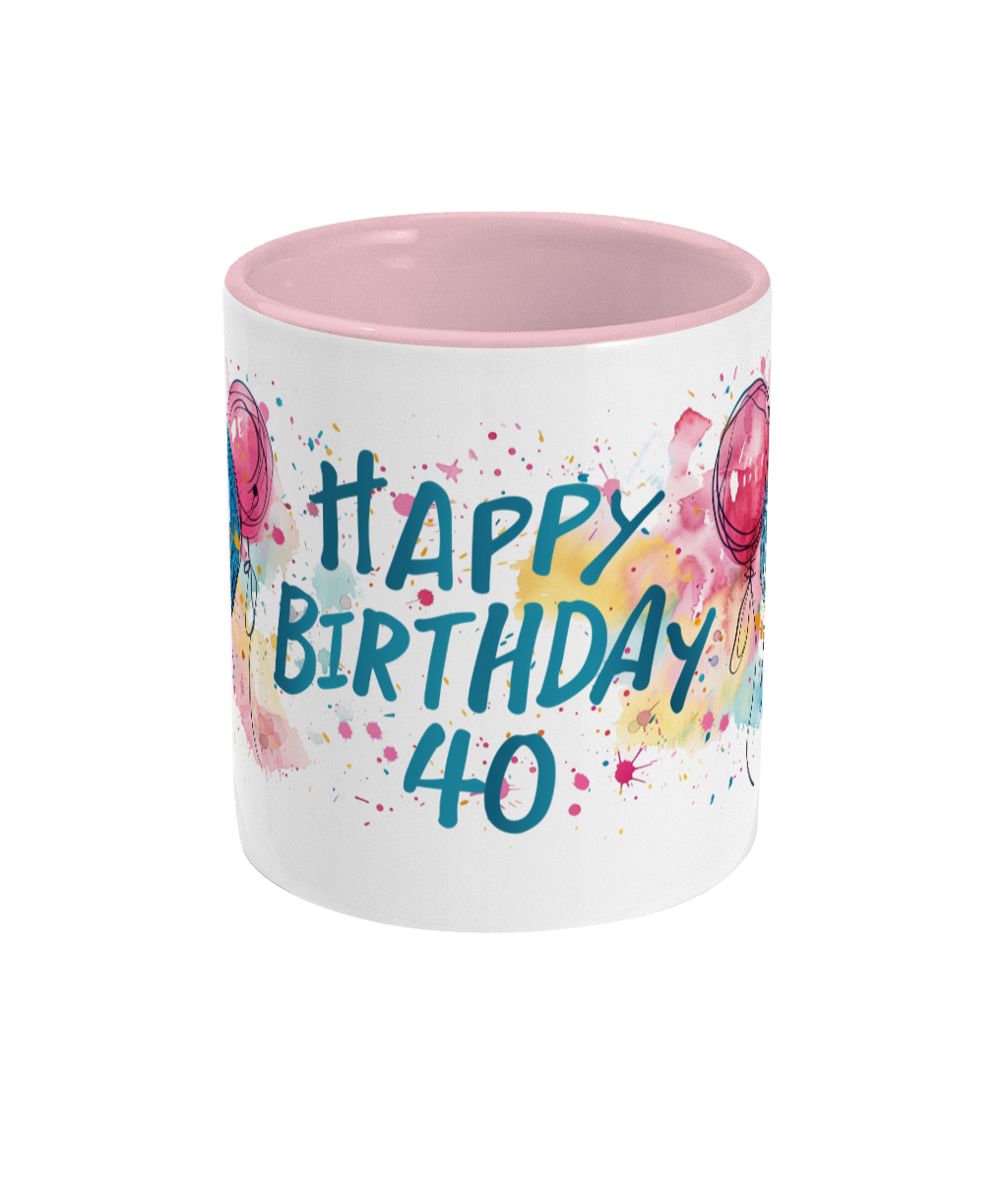 Tasse colorée Joyeux anniversaire 40 ans