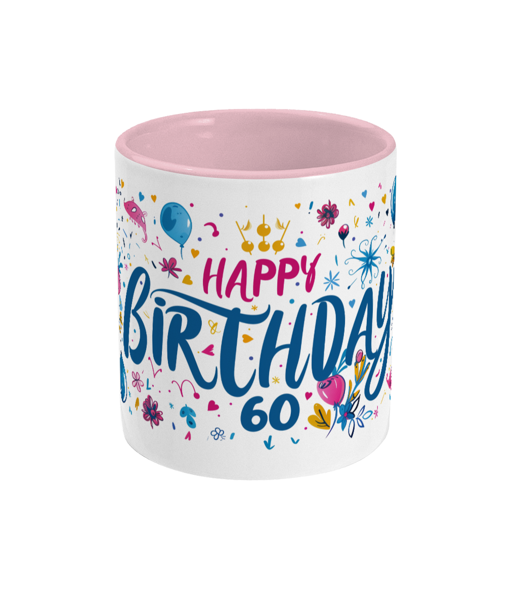 Tasse colorée Joyeux anniversaire 60 ans