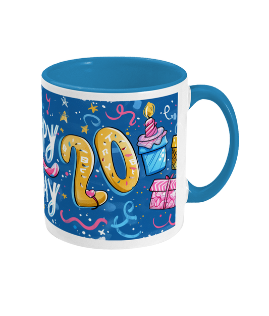 Tasse colorée Joyeux anniversaire 20