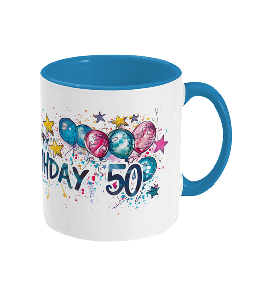Tasse colorée Joyeux anniversaire 50 ans