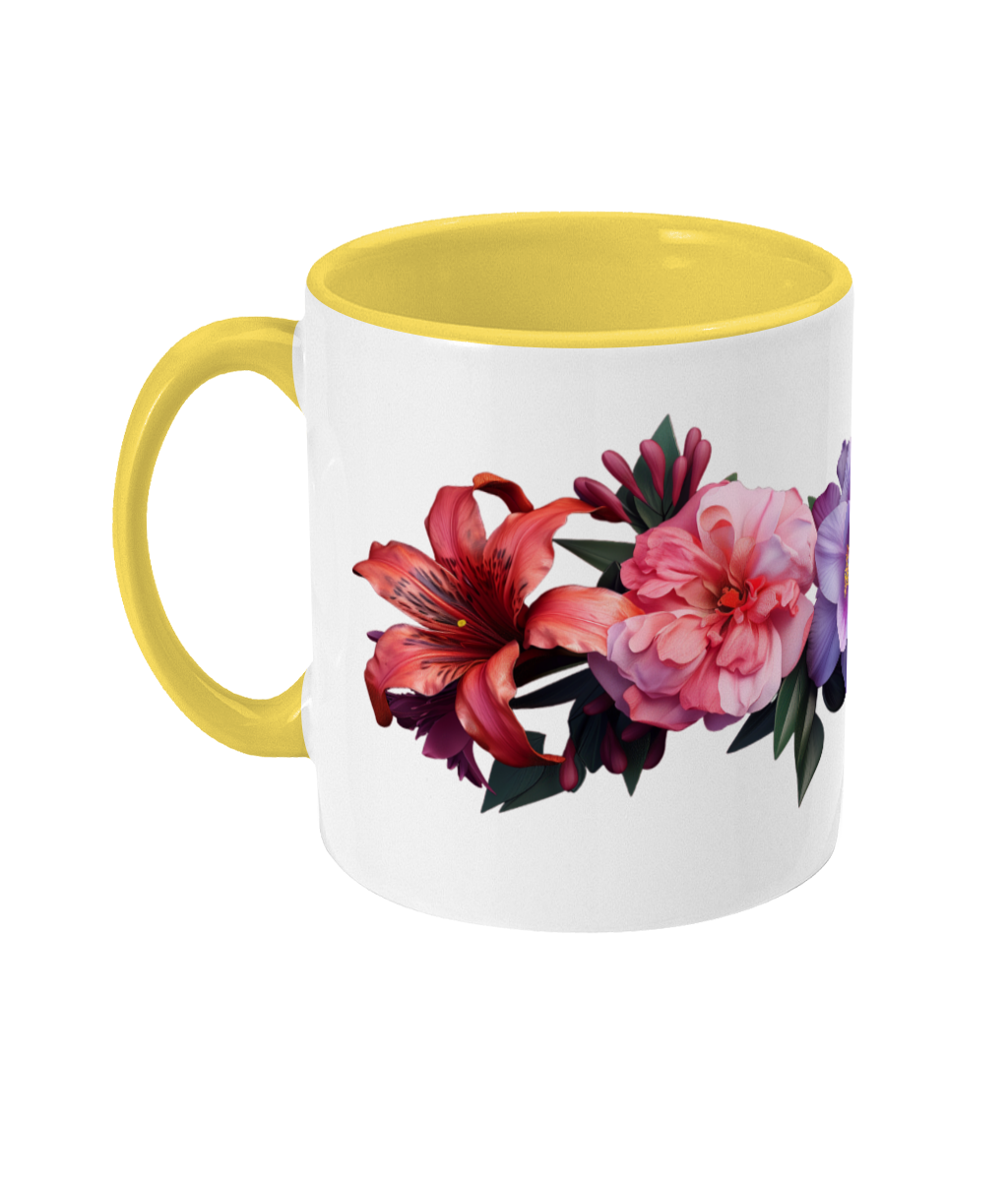 Fleurs colorées dans une tasse