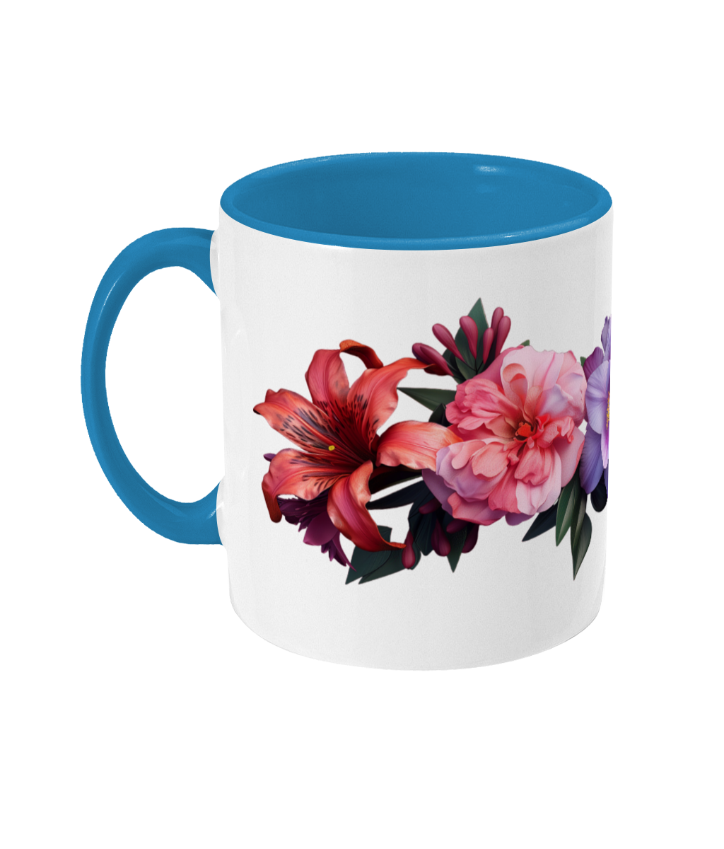 Fleurs colorées dans une tasse