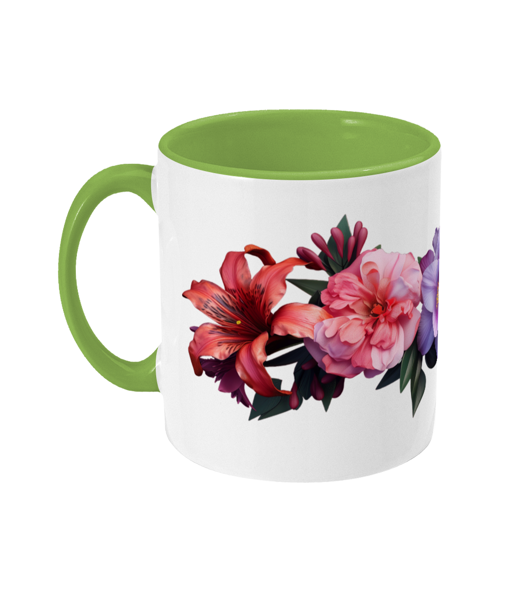 Fleurs colorées dans une tasse