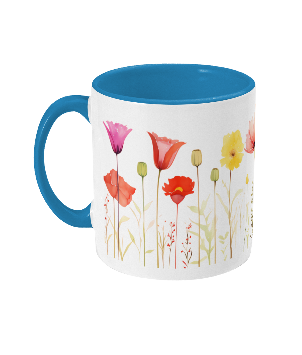 Fleurs colorées dans une tasse