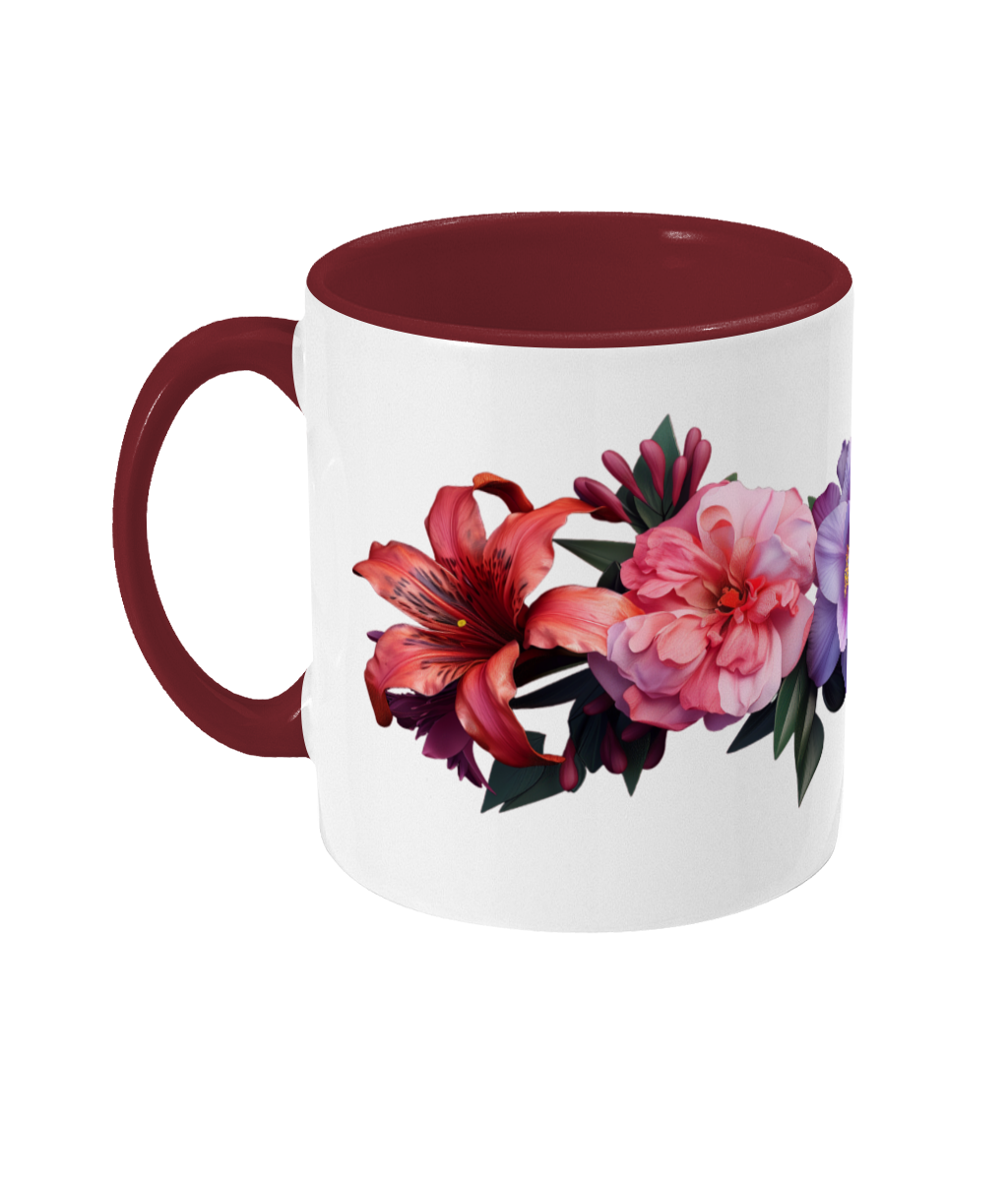 Fleurs colorées dans une tasse