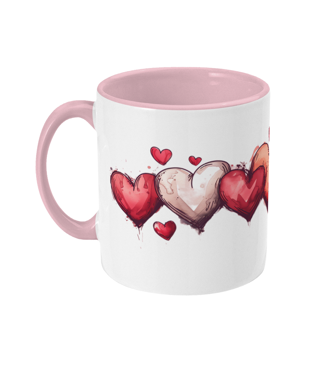 Tasses colorées en forme de cœur